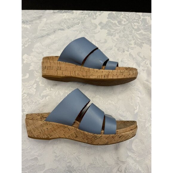 Kork Ease Size 8M Menzie Blue Leather Slip On Wedge Comfort Sandal Comfort - Picture 11 of 12